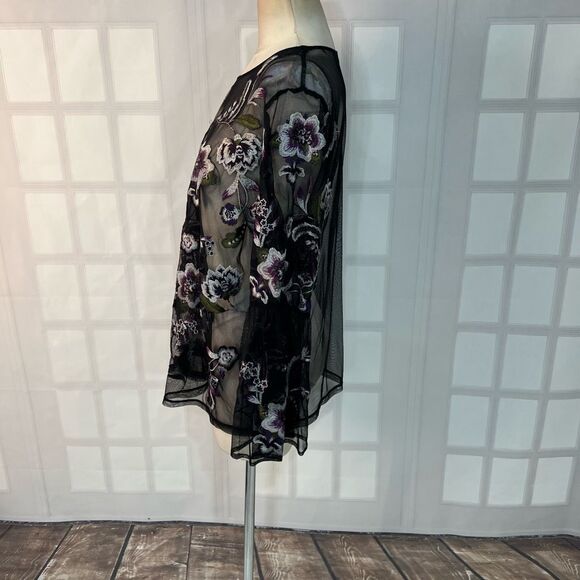 🔥🔥5 for $25🔥🔥Inc International Concepts Black Mesh Long Bell Sleeve Blouse Sz 2X - Picture 7 of 9